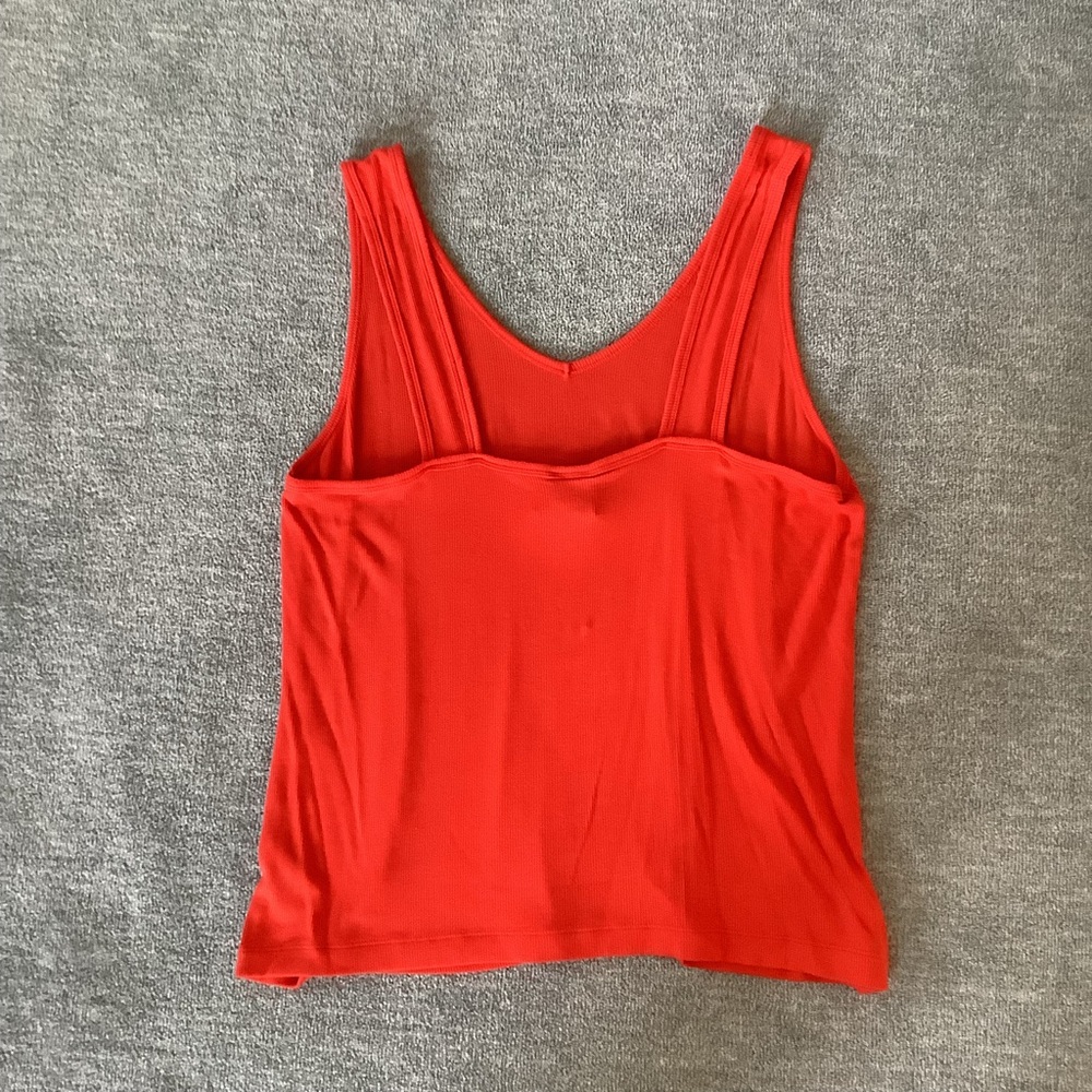 CAbi NWT Bright Orange V-Neck Sleeveless Stretch Tank Sz. L - Picture 5 of 5